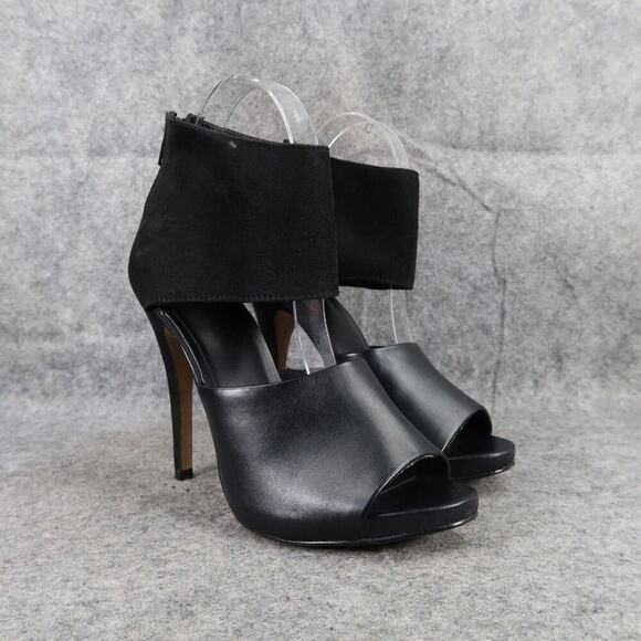 Apt 9 Shoes Womens 7 Pump Stiletto Ankle Strap Open Toe Fashion Formal Black Zip - Picture 1 of 14